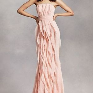 Vera Wang blush chiffon strapless bridesmaid dress